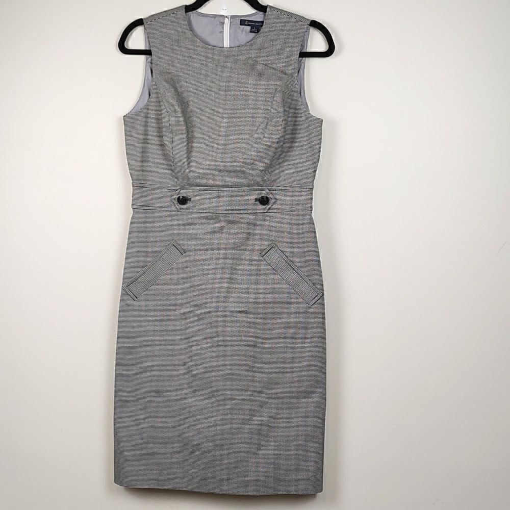 Brooks Brothers Classic Black & White Houndstooth Sleeveless Sheath Dress